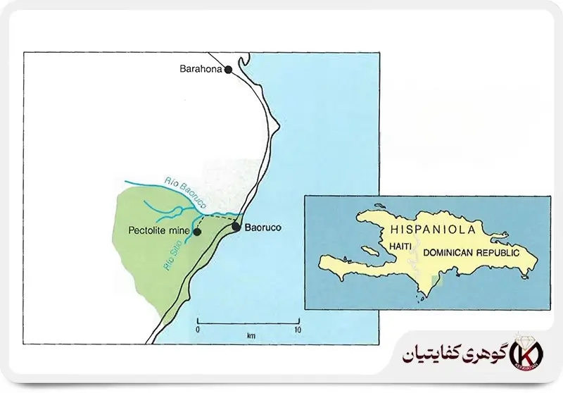 نقشه معدن پکتولیت آبی در جمهوری دومینیکن