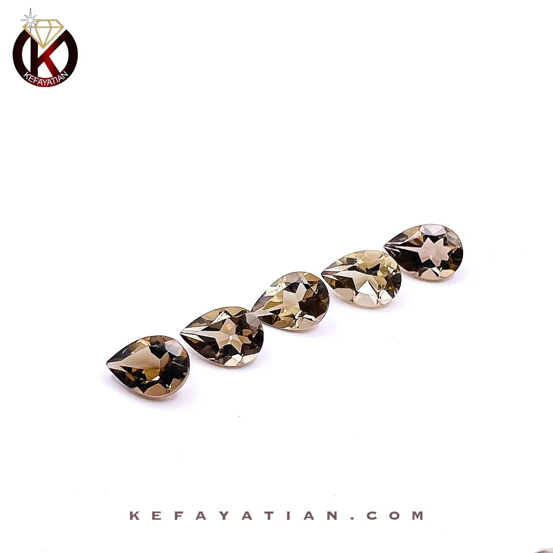 کوارتز دودی تراش pear faceted کد 12