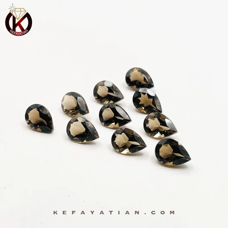 کوارتز دودی تراش pear faceted ابعاد 7*5 mm کد 13