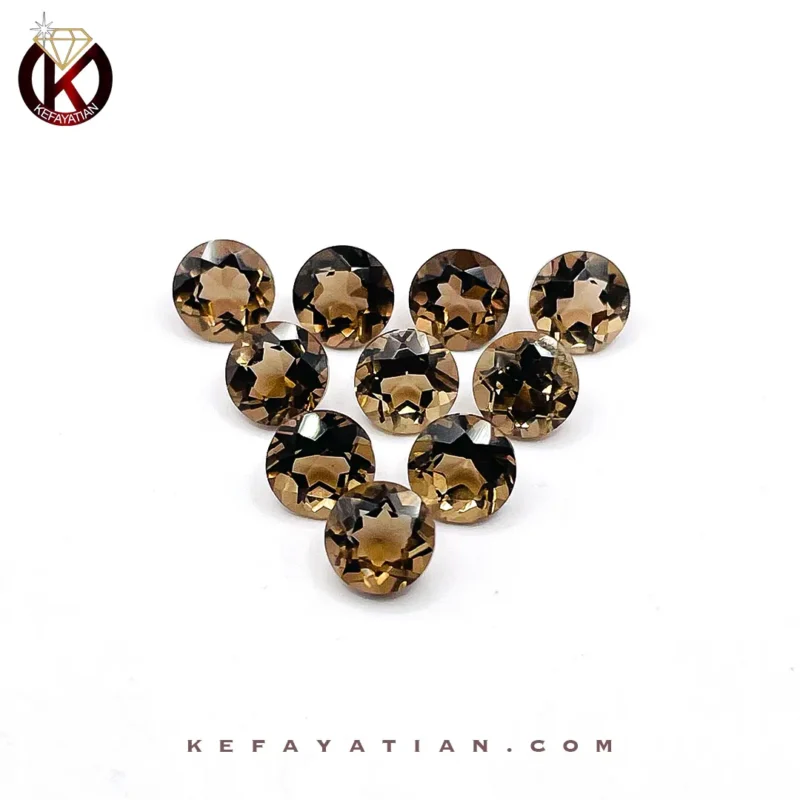 کوارتز دودی تراش faceted round کد 27