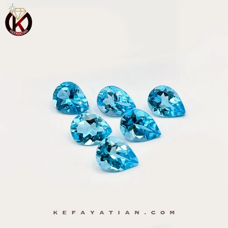 توپاز تراش pear faceted کیفیت AA ابعاد 7*9 mm