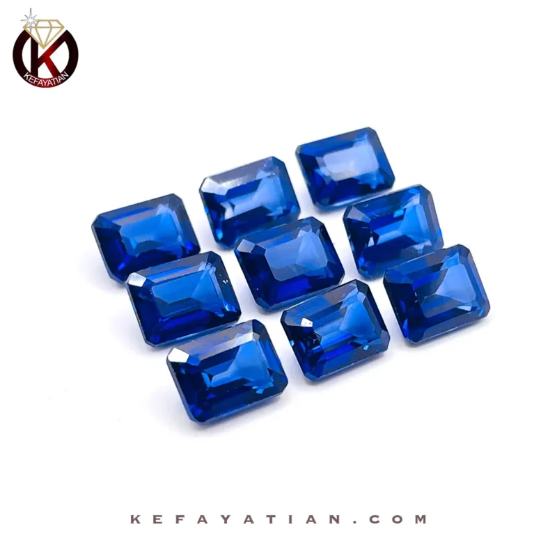 یاقوت کبود synthetic.Diffision تراش emerald cut facet